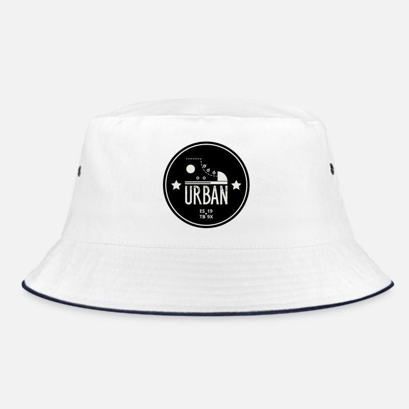 Urban Style Abzeichen mit rotem Sneaker und Bold Bucket Hat