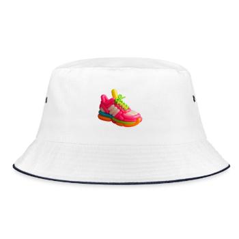 Airy Balloon Sneakers in Vibrant Neon Colors - Bucket Hat - white/navy - Front