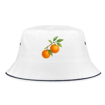 Orange branch with ripe fruit - Bucket Hat - white/navy - Front