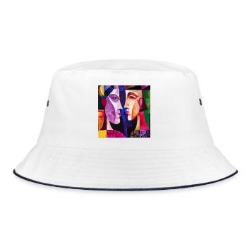 Colorful Couple Abstract Portraits - Bucket Hat - white/navy - Front