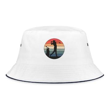 Golfer hits just right - Bucket Hat - white/navy - Front