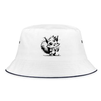 Coffee Energy replaces squirrel hibernation - Bucket Hat - white/navy - Front