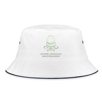 Bürohumor – Das Beste an meinem Job? Der Drehstuhl - Bucket Hat - Weiß/Navy - Vorne