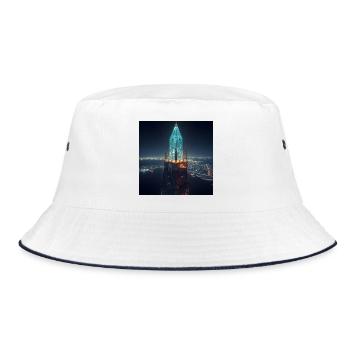 Glowing skyscraper at night - Bucket Hat - white/navy - Front