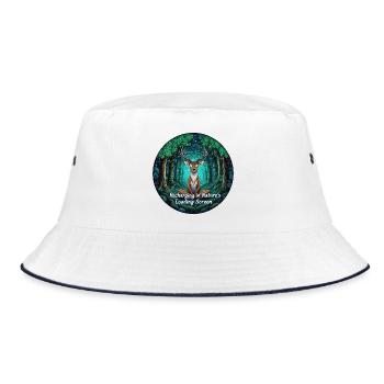 Mystischer Waldhirsch mit Ladebildschirm - Bucket Hat - Weiß/Navy - Vorne