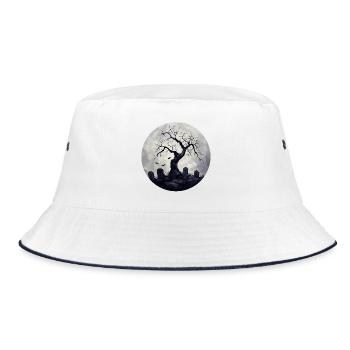 Dark Ghost Trees with Cemetery - Bucket Hat - white/navy - Front