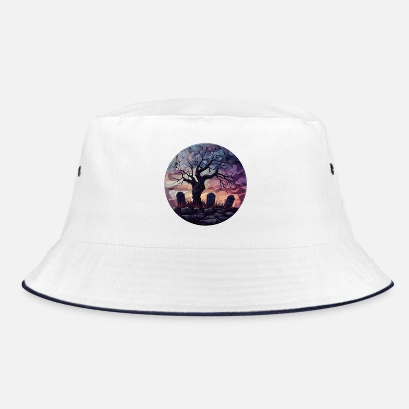 Geometric Ghost Tree at Sunset Bucket Hat