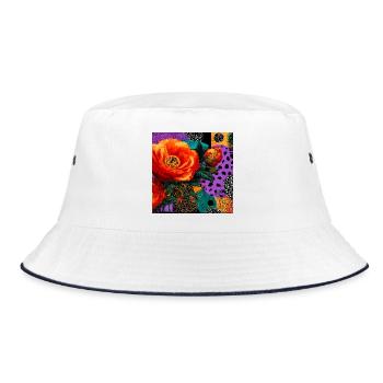 Bright Flowers on Abstract Background - Bucket Hat - white/navy - Front