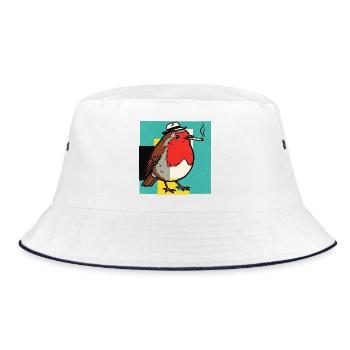 Robin Smoking - Bucket Hat - white/navy - Front