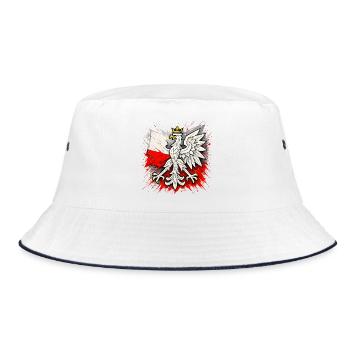 Poland Polska Eagle Flag Flag Abstract Gift - Bucket Hat - white/navy - Front