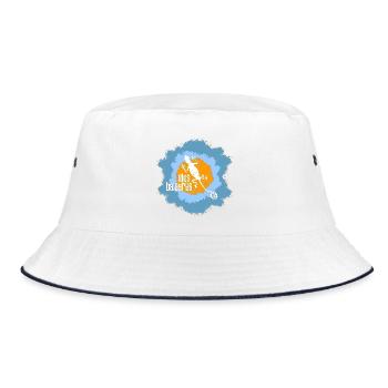 Lizard with island motif and text design - Bucket Hat - white/navy - Front