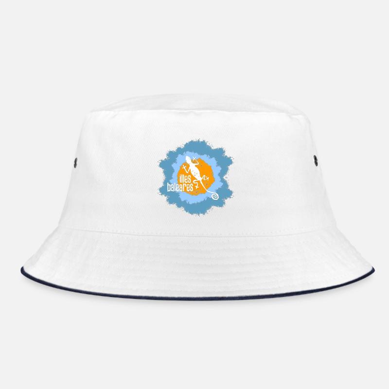 Lizard with island motif and text design Bucket Hat