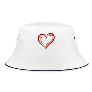 Cute Hand Drawn Red Heart - Bucket Hat - white/navy - Front