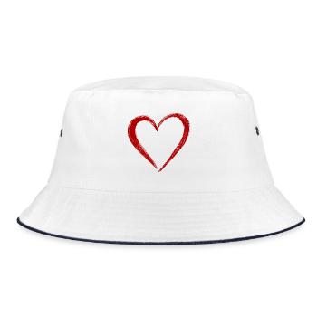 Cute Hand Drawn Red Heart - Bucket Hat - white/navy - Front