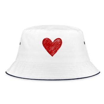 Hand-drawn heart in red - Bucket Hat - white/navy - Front