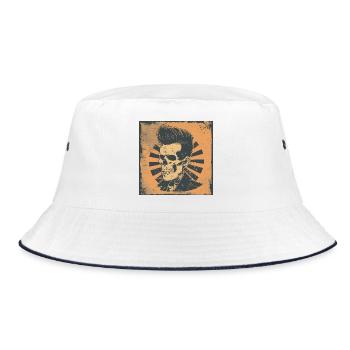 Hip Skull with Rockabilly Style - Bucket Hat - white/navy - Front