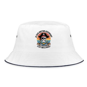 Pirate Skull with Colorful Anchor - Bucket Hat - white/navy - Front