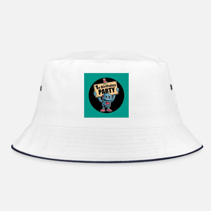 Robotic 1st birthday celebration motif Bucket Hat
