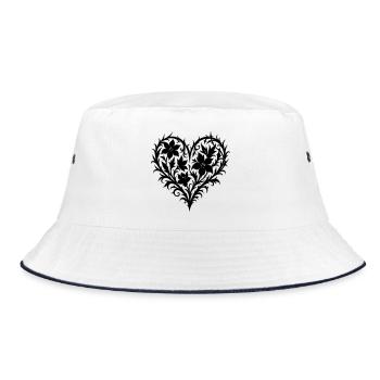 Blumenherz Blumenranke gotisch für Trendkleidung - Bucket Hat - Weiß/Navy - Vorne