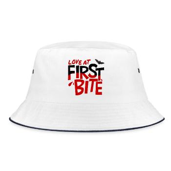 Liebe auf den ersten Biss - Bucket Hat - Weiß/Navy - Vorne
