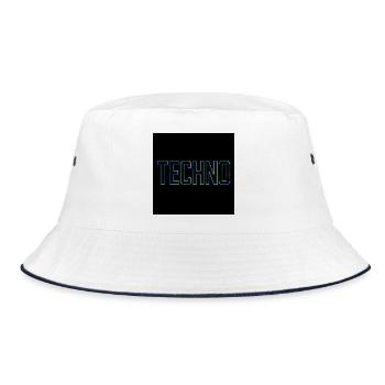 Neon Techno Schriftzug auf Schwarz - Bucket Hat - Weiß/Navy - Vorne