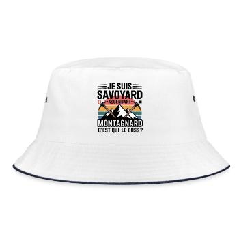 Mountain and Pic de Cime, Nickname of Ascension - Bucket Hat - white/navy - Front
