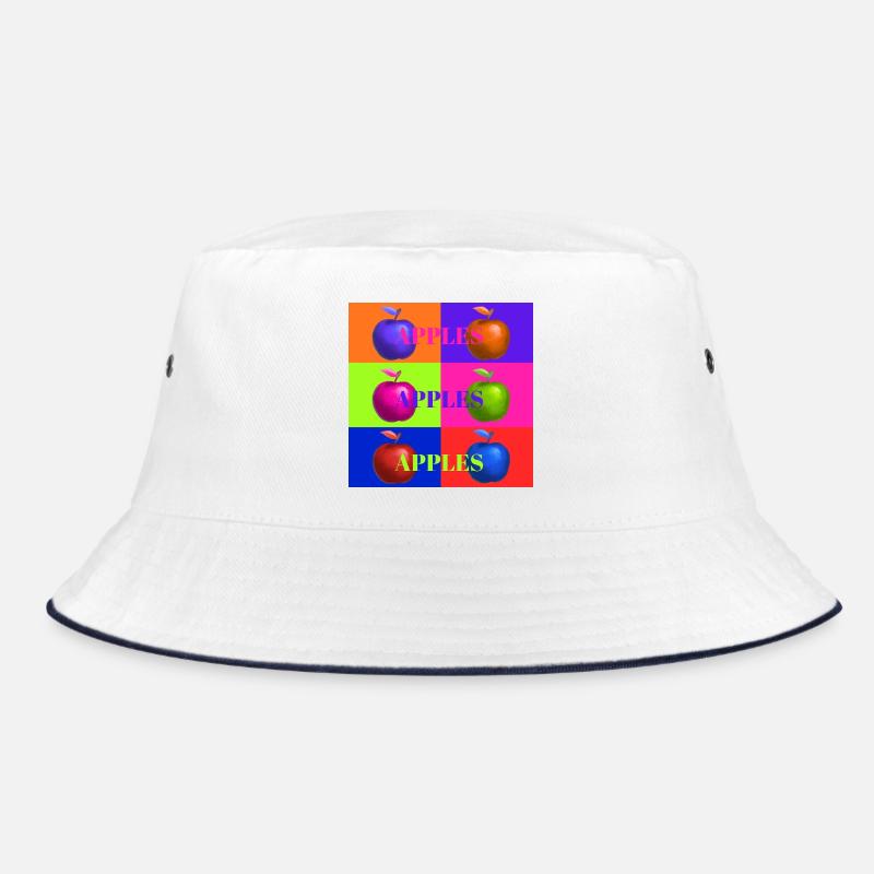 Pop Art Apfel Collage Design - Bucket Hat - Weiß/Navy