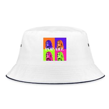 Pop Art Woman Portrait in Pastel Colors - Bucket Hat - white/navy - Front