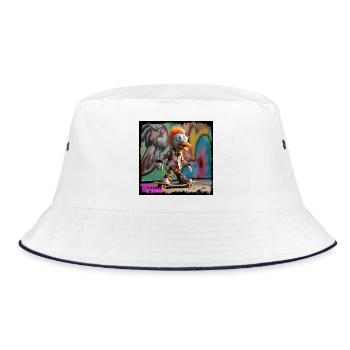 Street-Art Künstler Puppe Skatefigur comic urban - Bucket Hat - Weiß/Navy - Vorne