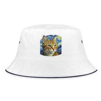 Chat joyeux dans le design de la nuit étoilée - Bob - blanc/marine - Devant
