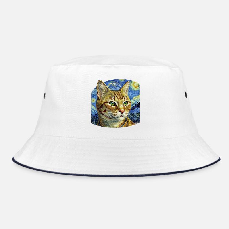 Chat joyeux dans le design de la nuit étoilée - Bob - blanc/marine
