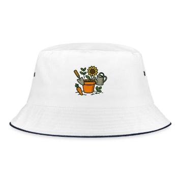 Blooming garden with sunflower - Bucket Hat - white/navy - Front