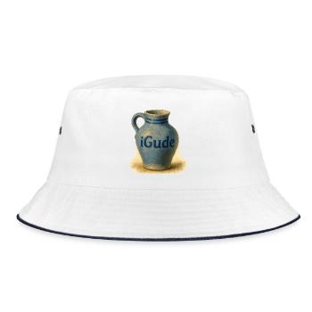 iGude-Bembel - Bucket Hat - Weiß/Navy - Vorne