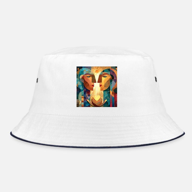 Mystisches Gleichgewichtsgesicht - Bucket Hat - Weiß/Navy