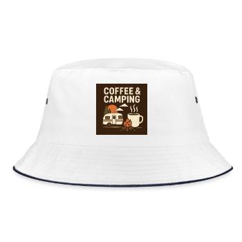 Kaffeekultur beim Camping - Bucket Hat - Weiß/Navy - Vorne