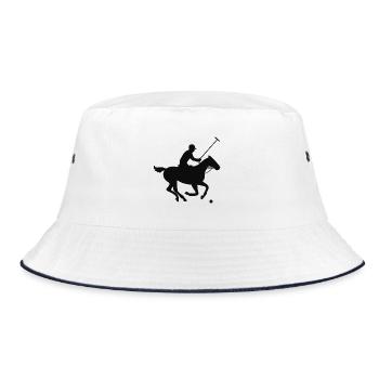 Galoppierender Jockey Silhouette Design - Bucket Hat - Weiß/Navy - Vorne