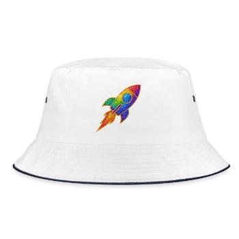 Rainbow Rocket Glitter Design - Bucket Hat - white/navy - Front