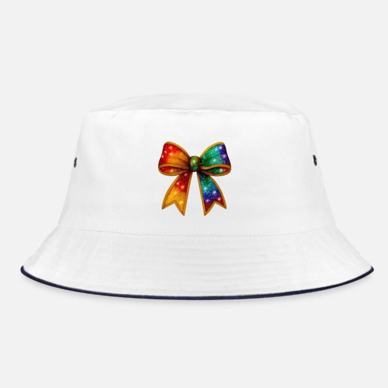 Schleife | Galaktische Regenbogen-Bindung - Bucket Hat - Weiß/Navy