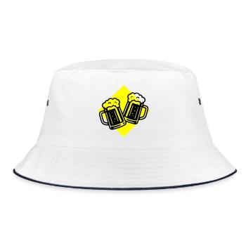 Bier Anstoßen Bierkrug - Bucket Hat - Weiß/Navy - Vorne