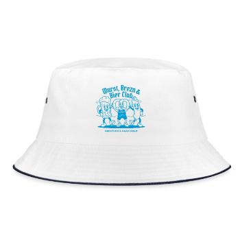 Lustiges Bier- und Wurst-Design - Bucket Hat - Weiß/Navy - Vorne