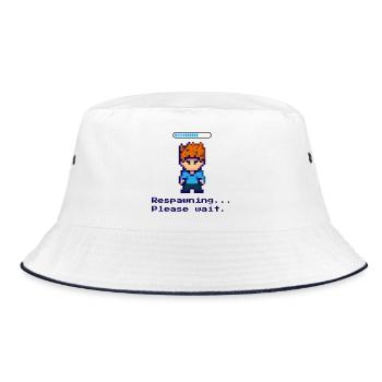 Respawning... Please wait. Design für alle Gamer - Bucket Hat - Weiß/Navy - Vorne