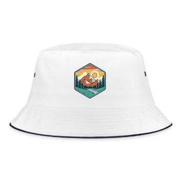 Berg und Sonne in der Natur - Bucket Hat - Weiß/Navy - Vorne