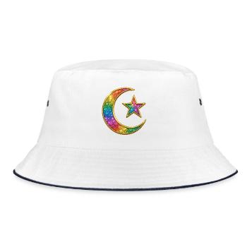Galaxy Mond und Stern - Islamischer Halbmond - Bucket Hat - Weiß/Navy - Vorne
