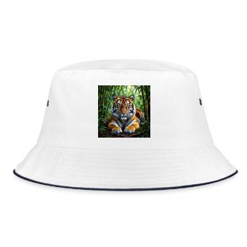 Jungle Tiger - Bucket Hat - white/navy - Front