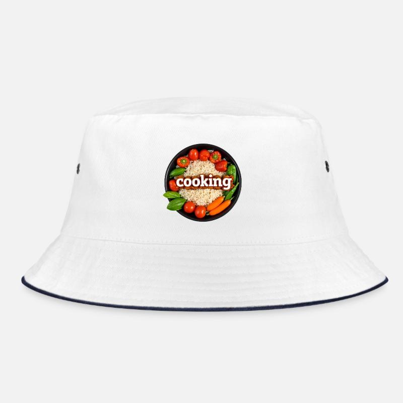 Kulinarisches Kochen mit Frischem Gemüse - Bucket Hat - Weiß/Navy