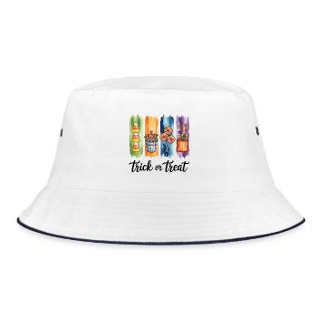 Süßes oder Saures Süßigkeiten und Süßigkeiten Aquarell Design - Bucket Hat - Weiß/Navy - Vorne