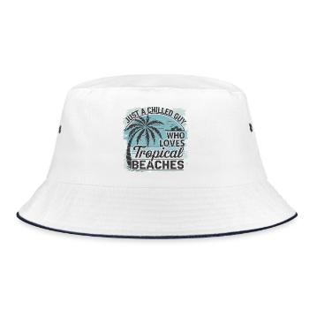 Just A Chilled Guy Who Loves Tropical Beaches - Bucket Hat - white/navy - Front