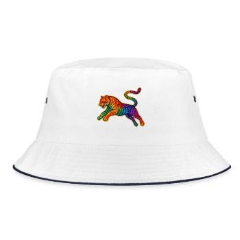 Rainbow Tiger Patch Design - Bucket Hat - white/navy - Front
