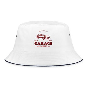 Custom Vintage Car – Garage Los Angeles - Bucket Hat - white/navy - Front