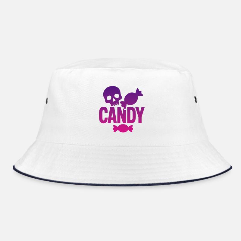 Skeleton and Whimsical Candy - Bucket Hat - white/navy